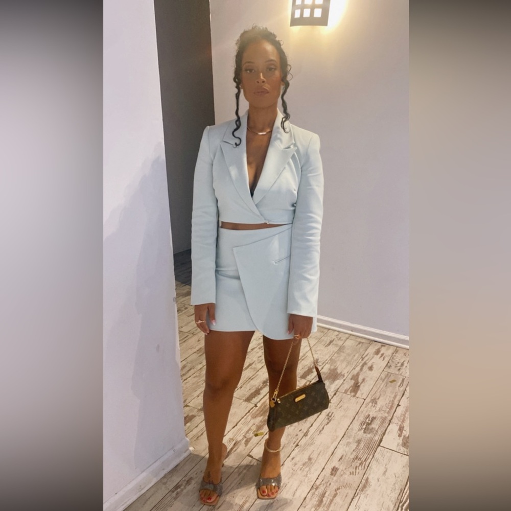 One piece green blazer dress